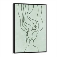 Obraz w ramie 70x100 - Spokojne Objęcia Natury - abstrakcja, zielony szkic - rama czarna