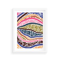Plakat w ramie 40x50 - Wibracje Plam - kolorowe wzory, tęczowe żywe kolory - rama biała