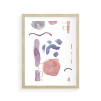 Plakat w ramie 30x40 - Boho Widokowe Impresje - abstrakcyjny palakt, akwarelowe plamy - rama drewno