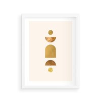 Plakat w ramie 30x40 - Abstrakcyjne Wzory - geometryczne złote kształty, tekstura - rama biała