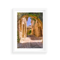 Plakat w ramie 40x50 - Malownicza uliczka w perspektywie - uliczka, perspektywa - rama biała