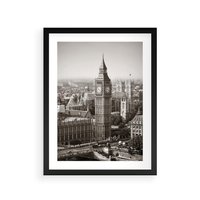 Plakat w ramie 50x70 - Magiczna esencja Londynu: Big Ben i miasto - Big Ben, Londyn - rama czarna