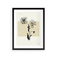 Plakat w ramie 50x70 - Kwiatowe Płótno - kwiaty, typografia - rama czarna