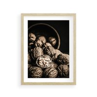Plakat w ramie 30x40 - Orzechy Włoskie w Sepii - orzechy włoskie, fotografia retro - rama drewno