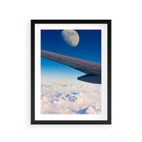 Plakat w ramie 40x50 - Samolot ku Księżycowi - samolot, ksieżyc - rama czarna