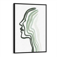Obraz w ramie 70x100 - Zielony Profil - abstrakcja, zielony portret z profilu - rama czarna