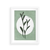 Plakat w ramie 40x50 - Kształty Zielonego Ukojenia - zielony plakat, roślinne motywy - rama biała