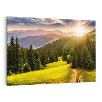 Obraz na płótnie 120x80 - Zachód słońca na łące - zachód, łąka