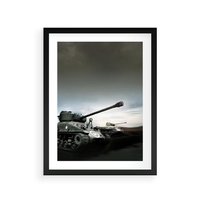 Plakat w ramie 50x70 - Siła i determinacja: czołgi wojenne - czołgi, wojna - rama czarna
