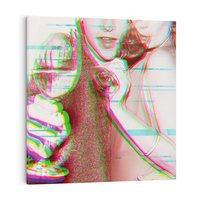 Obraz na płótnie 70x70 - Zakochani na Kliszy - zdjecie, stara prześwietlona klisza