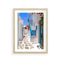 Plakat w ramie 50x70 - Santorini: urok Grecji - Santorini, Grecja - rama drewno