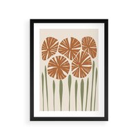 Plakat w ramie 40x50 - Akwarelowe Echa Przyrody - kwiaty, nowoczesny plakat - rama czarna