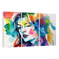 Obraz na płótnie 120x80 - Abstrakcyjna ekstaza barw - abstrakcyjny portret kobiety, szkic czarną kreską