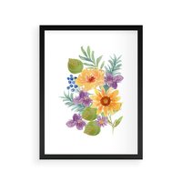 Plakat w ramie 50x70 - Kwiatowe Inspiracje - akwarelowe polne kwiaty, minimalistyczny plakat - rama czarna