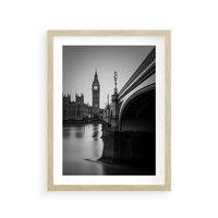 Plakat w ramie 30x40 - Majestatyczny Big Ben w Londynie - Londyn, most - rama drewno