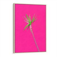 Obraz w ramie 80x120 - Retro Stylizacja - palma, liście - rama drewno