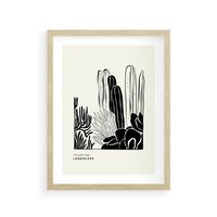 Plakat w ramie 30x40 - Boho Oaza - kaktusy, rośliny - rama drewno