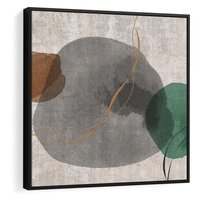 Obraz w ramie 50x50 - Delikatne Plamy - akwarelowe plamy, złote linie - rama czarna