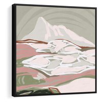Obraz w ramie 50x50 - Szarawe Wzgórza - pastelowy krajobraz, nowoczesny plakat - rama czarna