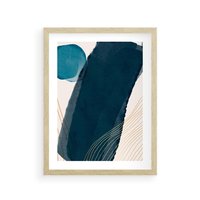 Plakat w ramie 40x50 - Nocne Widzenia - abstrakcyjna granatowa plama, akwarela - rama drewno