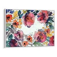 Obraz w ramie 120x80 - Rozkwitające marzenia - akwarelowe kwiaty, kolory - rama biała