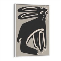 Obraz w ramie 50x70 - Konturujące Struktury - skandynawska sztuka, królik - rama biała