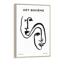 Obraz w ramie 70x100 - Rozbijające Granice Boho - boho sztuka, twarze - rama drewno