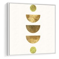 Obraz w ramie 80x80 - Harmonijne Odbicia - geometryczne złote kształty, tekstura - rama biała