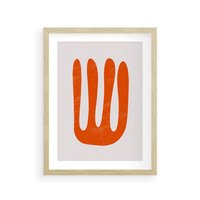 Plakat w ramie 50x70 - Eksploracja Nowego Światła - abstrakcyjna pomarańczowa forma, minimalizm - rama drewno