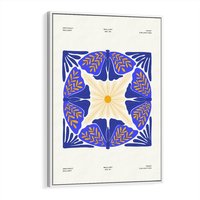 Obraz w ramie 70x100 - Księga Abstrakcji - abstrakcyjna boho kompozycja, granatowe ćmy - rama biała