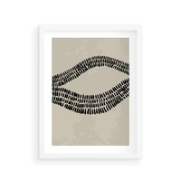 Plakat w ramie 40x50 - Kontury Ewolucji Materii - boho plakat, czarne kropki kreski - rama biała