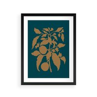 Plakat w ramie 30x40 - Boho Ekspresja Emocji - abstrakcyjna boho grafika, ciemne zielone tłó - rama czarna