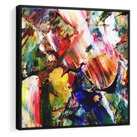 Obraz w ramie 50x50 - Szalejące ognie kolorów - abstrakcja, farby olejne - rama czarna