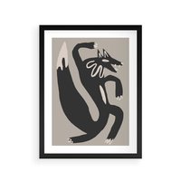 Plakat w ramie 50x70 - Strukturalne Odbicia Północy - skandynawska sztuka, lis - rama czarna