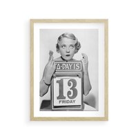 Plakat w ramie 50x70 - Czy to Pech - retro zdjęcie, czarno białe - rama drewno
