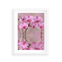 Plakat w ramie 40x50 - Relaksacyjne spa w otoczeniu storczyka - spa, storczyk - rama biała