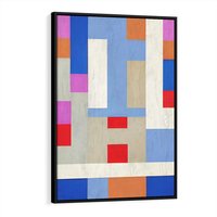 Obraz w ramie 50x70 - Bezczasowe Przenikanie Kształtów - abstrakcyjne geometryczne kształty, olejny obraz - rama czarna