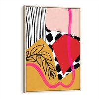 Obraz w ramie 70x100 - Wnętrza Form - abstrakcyjna kompozycja, różne tekstury - rama drewno