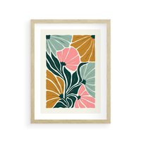 Plakat w ramie 30x40 - Rozplątane Myśli - abstrakcyjna kompozycja, pastelowe kwiaty - rama drewno