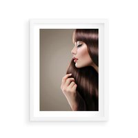 Plakat w ramie 50x70 - Piękno fryzury - włosy, fryzura - rama biała