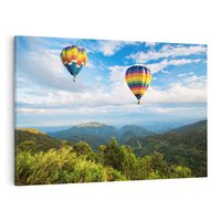 Obraz na płótnie 120x80 - Balony w górach: spektakularne widoki - balony, góry