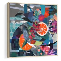 Obraz w ramie 50x50 - Migocące Widoki Harmonii - abstrakcyjny obraz, jak picasso - rama drewno