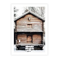 Plakat bez ramy 30x40 - Śnieżny Ustronny Raj - domek w górach, śnieg