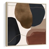 Obraz w ramie 50x50 - Wibracje uczuć i emocji - nieregularne plamy, czarny - rama drewno