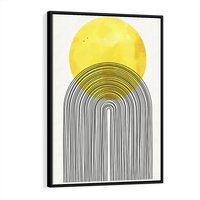 Obraz w ramie 70x100 - Słoneczne Odbicia - geometria, żółte koło - rama czarna