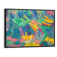 Obraz w ramie 100x70 - Egzotyczne Pióra - abstrakcyjne dzieło, farby olejne - rama czarna