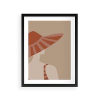 Plakat w ramie 50x70 - Kobiecy Portret - plakat retro, kobieta w kapeluszu - rama czarna