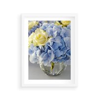 Plakat w ramie 50x70 - Różany Bukiet - bukiet, kwiaty - rama biała