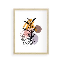 Plakat w ramie 30x40 - Migocące Bezgraniczności - abstrakcyjna sztuka, liść monstery - rama drewno