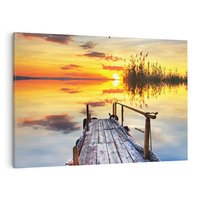 Obraz na płótnie 70x50 - Zachód słońca na pomostach - zachód, słońca